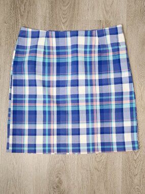 LL Bean Blue Plaid A‑Line Skirt size 10 Favorite Fit Coastal Granddaughter